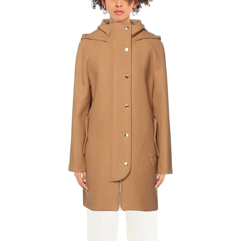Love Moschino Elegant Brown Wool Blend Coat with Golden Accents WOMAN COATS & JACKETS brown-virgin-wool-jackets-coat