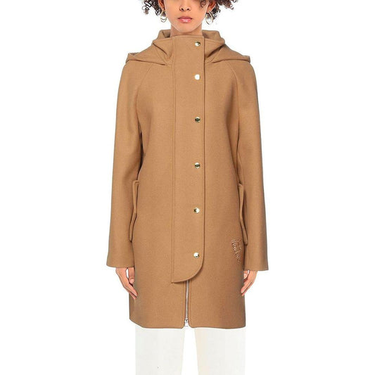 Love Moschino Elegant Brown Wool Blend Coat with Golden Accents elegant-brown-wool-blend-coat-with-golden-accents