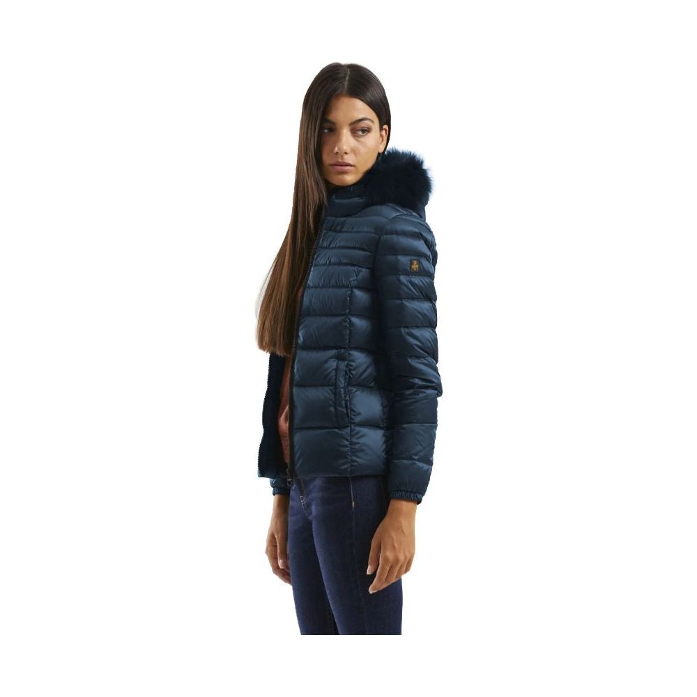 Refrigiwear Chic Padded Down Jacket with Fur Hood WOMAN COATS & JACKETS blue-polyamide-jackets-coat-2