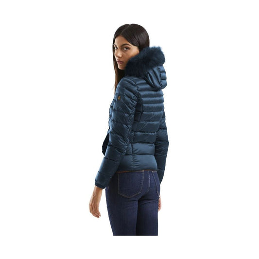 Refrigiwear Chic Padded Down Jacket with Fur Hood WOMAN COATS & JACKETS blue-polyamide-jackets-coat-2