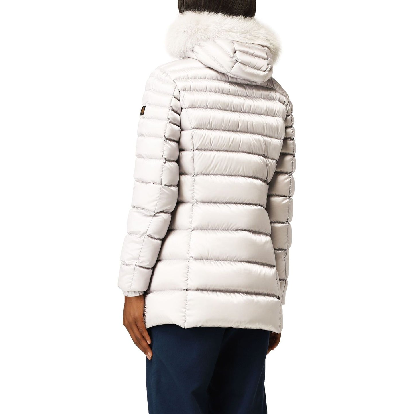 Refrigiwear Chic White Padded Down Jacket with Fur Hood chic-white-padded-down-jacket-with-fur-hood