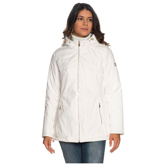 Chic White Hooded Down Jacket for Women
