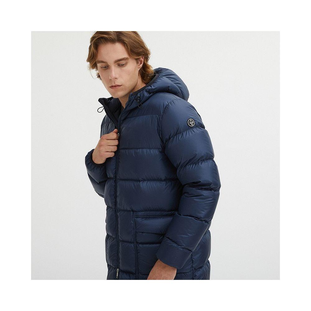 Centogrammi Elegant Blue Hooded Jacket MAN COATS & JACKETS blue-nylon-jacket-3