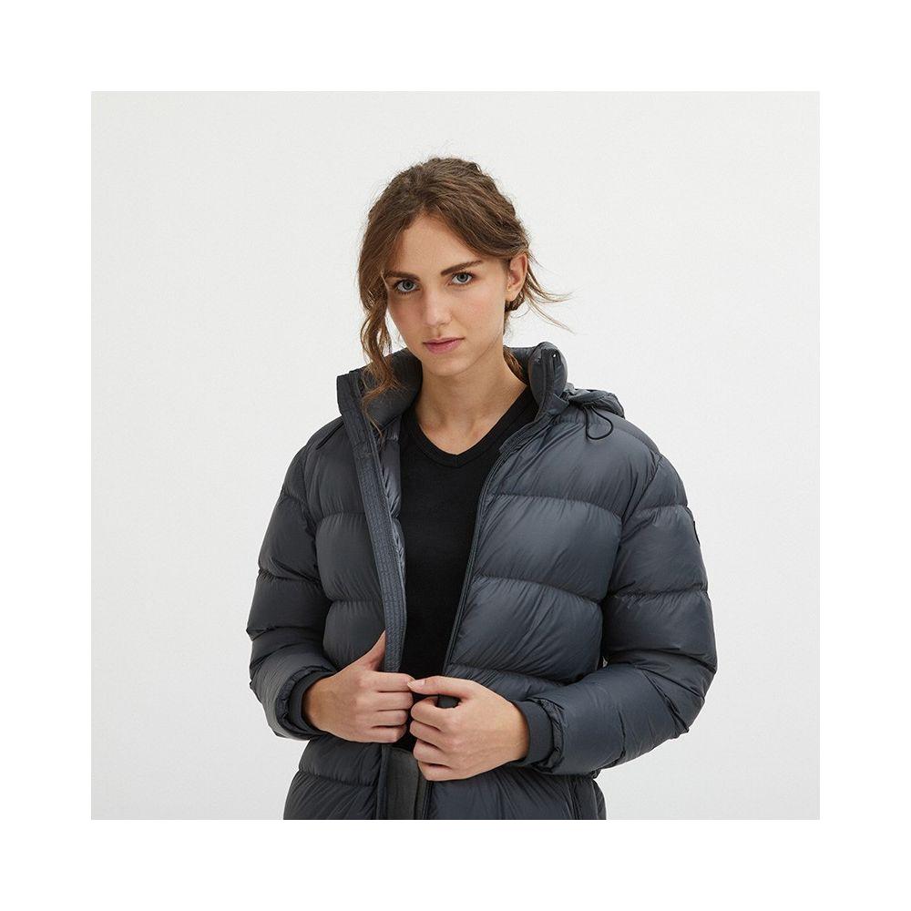 Centogrammi Luxurious Padded Hooded Jacket in Dark Grey WOMAN COATS & JACKETS gray-nylon-jackets-coat-1