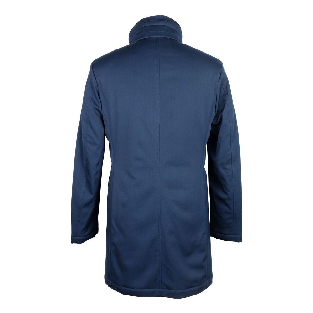 Made in Italy Elegant Italian Wool Long Coat for Men MAN COATS & JACKETS blue-virgin-wool-jacket