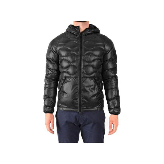 Refrigiwear Elegant Men's Hooded Down Jacket black-polyamide-jacket-3