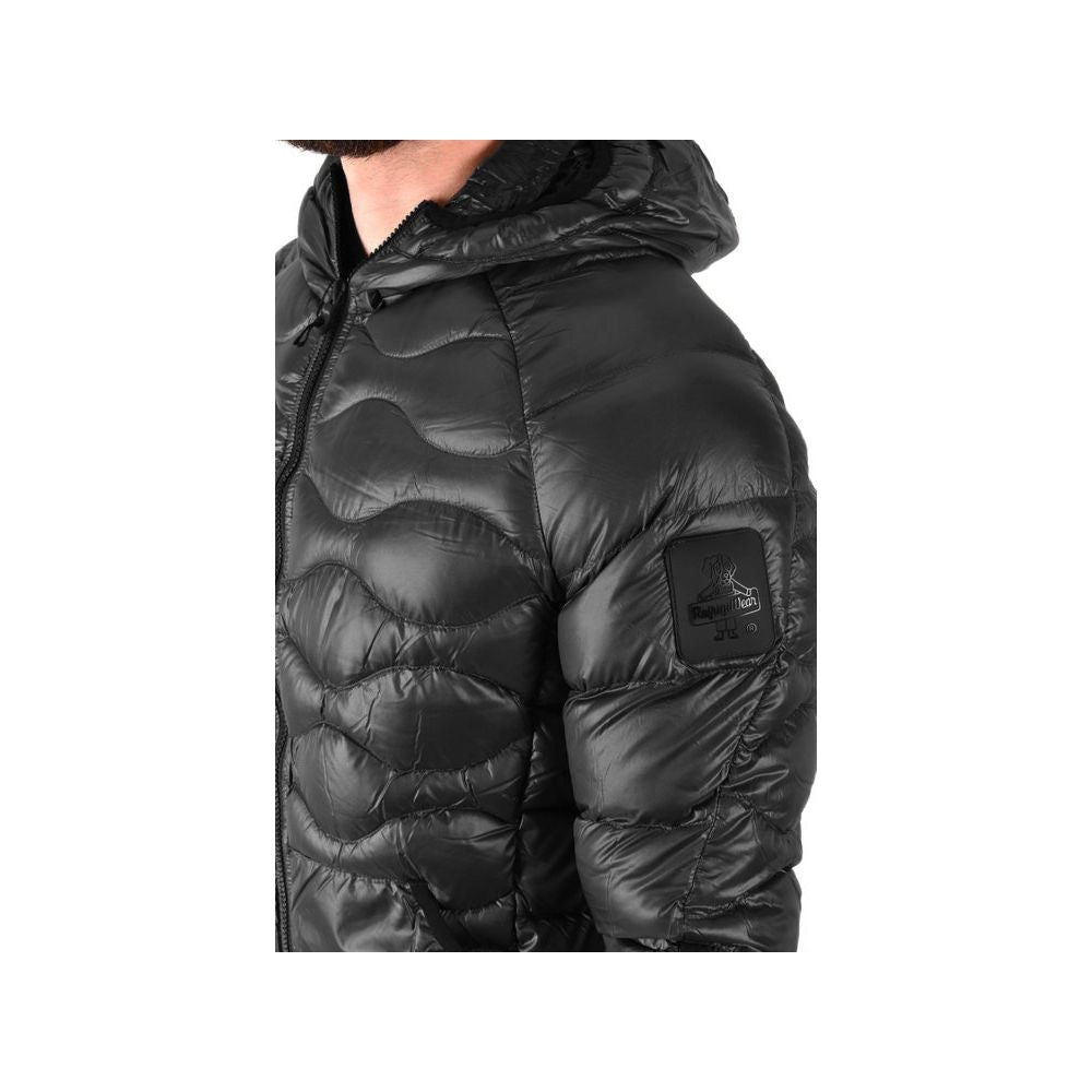 Refrigiwear Elegant Men's Hooded Down Jacket black-polyamide-jacket-3