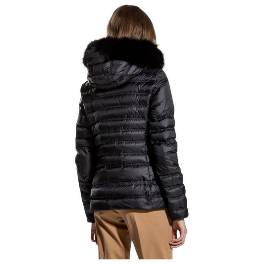 Peuterey Chic Black Fur-Trimmed Winter Jacket black-polyester-jackets-coat-1