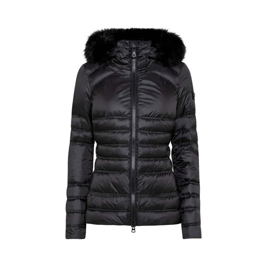Peuterey Chic Black Fur-Trimmed Winter Jacket black-polyester-jackets-coat-1