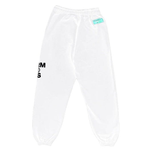 Chic White Logo Print Tracksuit Trousers