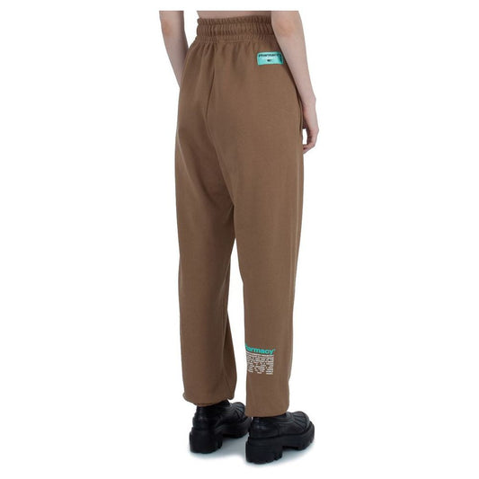 Pharmacy Industry Chic Cotton Jersey Trousers with Logo Print brown-cotton-jeans-pant-3