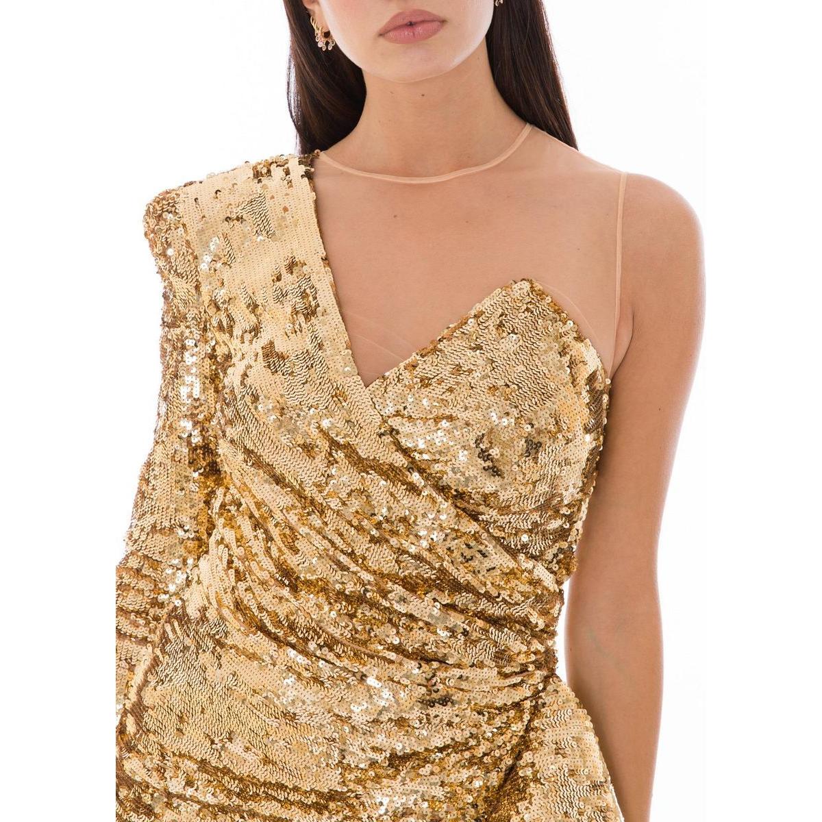 Elisabetta Franchi Glistening Gold Sequin Evening Dress glistening-gold-sequin-evening-dress