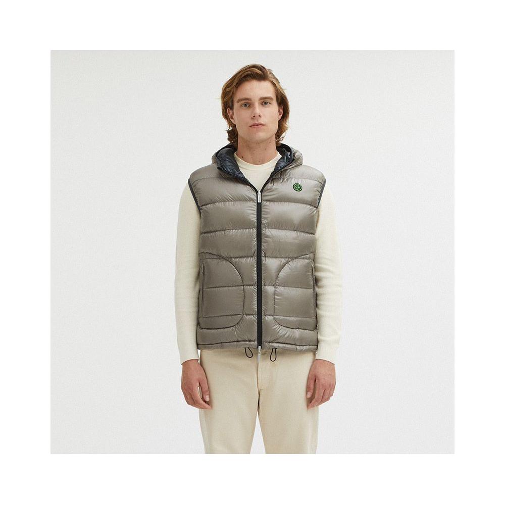 Centogrammi Reversible Goose Down Hooded Vest in Gray gray-nylon-jacket-5