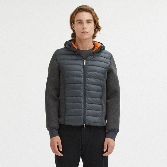 Chic Gray Puffer Jacket with Front Zip Closure