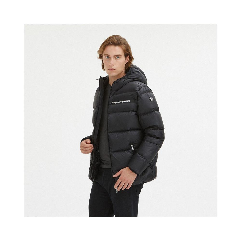Centogrammi Sleek Black Goose Down Hooded Jacket black-nylon-jacket-11