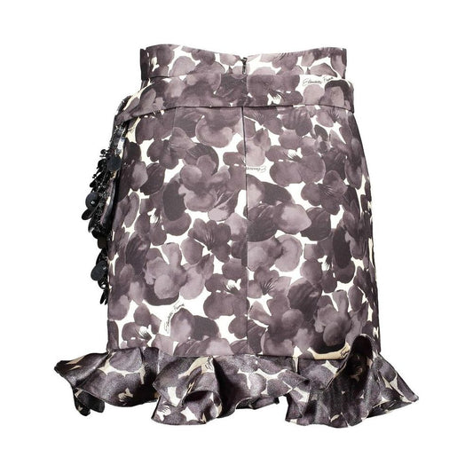Elisabetta Franchi Elegant Floral Ruched Satin Skirt black-polyester-skirt