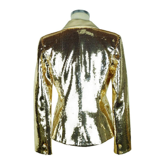 Elisabetta Franchi Chic Sequined Double-Breasted Yellow Jacket yellow-polyester-suits-blazer