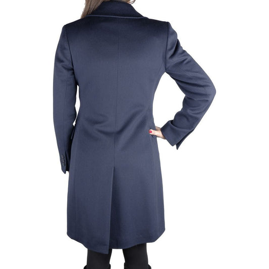 Elegant Blue Virgin Wool Coat