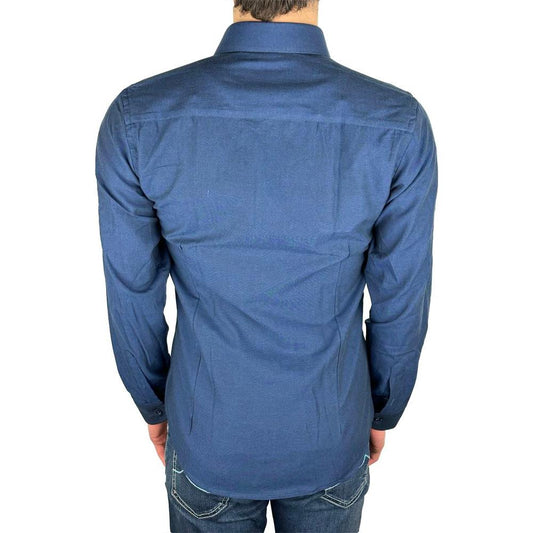 Made in Italy Elegant Milano Solid Blue Oxford Shirt blue-cotton-shirt-41