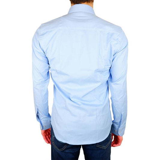Made in Italy Elegant Light Blue Satin Milano Shirt light-blue-cotton-shirt-45