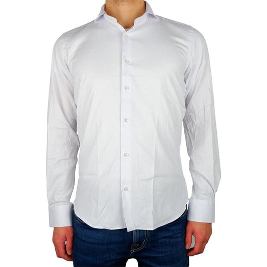 Made in Italy Elegant Milano White Gabardine Shirt white-cotton-shirt-9