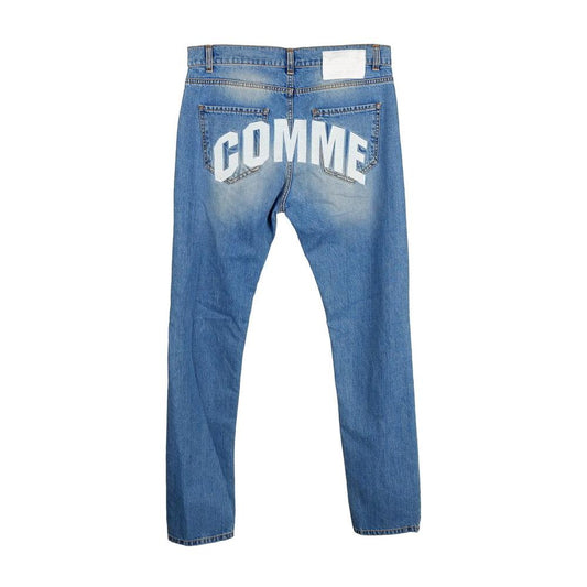 Comme Des Fuckdown Chic Ripped Stitch-Print Men's Jeans blue-cotton-jeans-pant