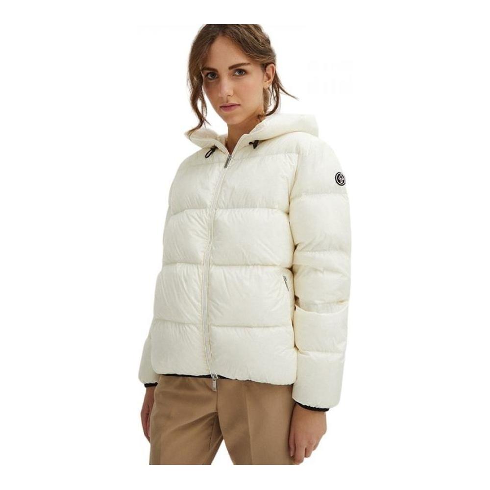 Centogrammi Elegant White Hooded Feather Jacket white-nylon-jackets-coat-1