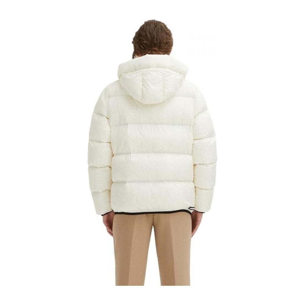 Centogrammi Elegant White Hooded Feather Jacket white-nylon-jackets-coat-1