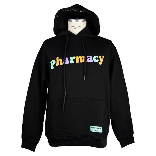 Pharmacy IndustrySleek Black Cotton Hoodie with Logo PrintMcRichard Designer Brands£129.00