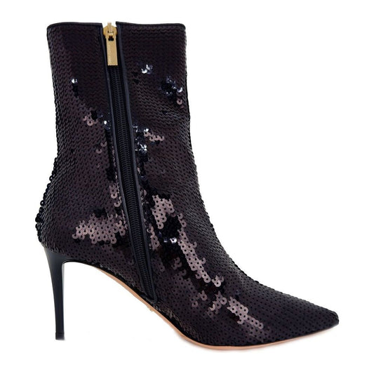 Elisabetta Franchi Sequined Elegance Ankle Boots black-leather-di-calfskin-boot-1