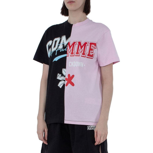 Comme Des Fuckdown Chic Two-Tone Cotton Tee for Stylish Women pink-cotton-tops-t-shirt-40