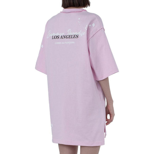 Comme Des Fuckdown Chic Pink Cotton T-Shirt Dress with Unique Print chic-pink-cotton-t-shirt-dress-with-unique-print