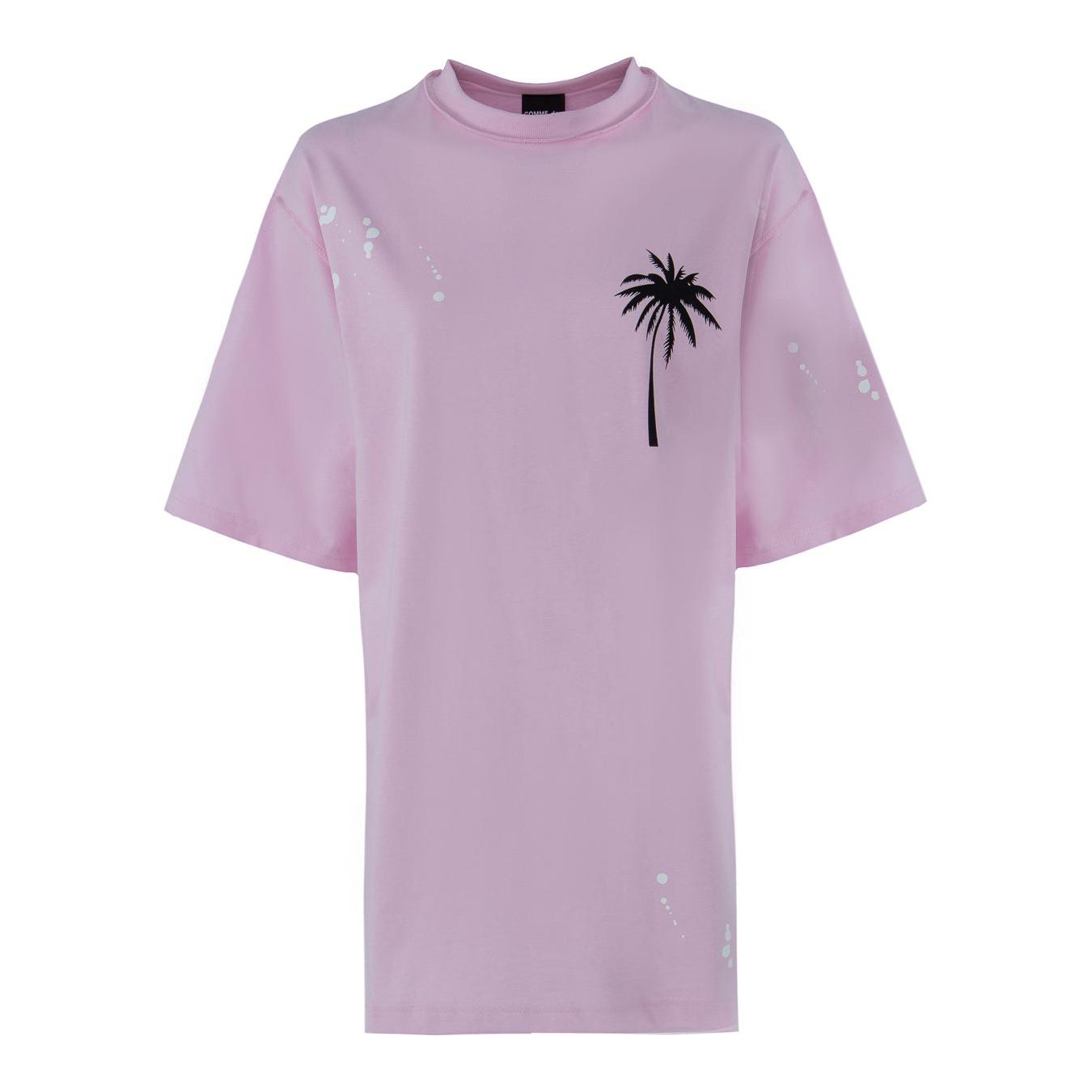 Comme Des Fuckdown | Chic Pink Cotton T-Shirt Dress with Unique Print| McRichard Designer Brands   
