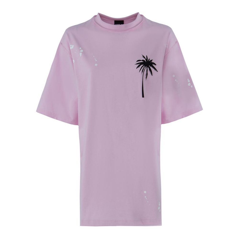 Comme Des Fuckdown Chic Pink Cotton T-Shirt Dress with Unique Print chic-pink-cotton-t-shirt-dress-with-unique-print