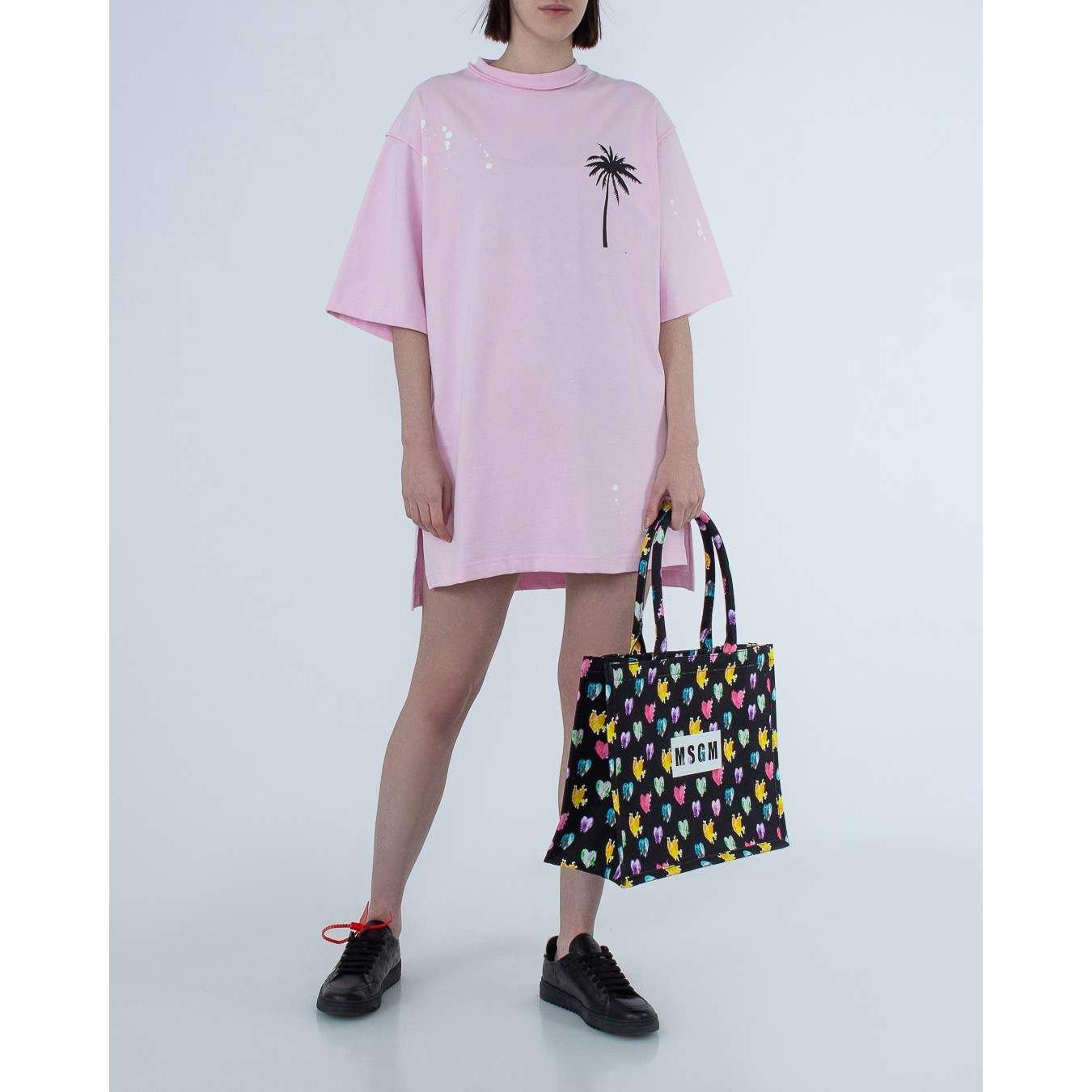 Comme Des Fuckdown | Chic Pink Cotton T-Shirt Dress with Unique Print| McRichard Designer Brands   