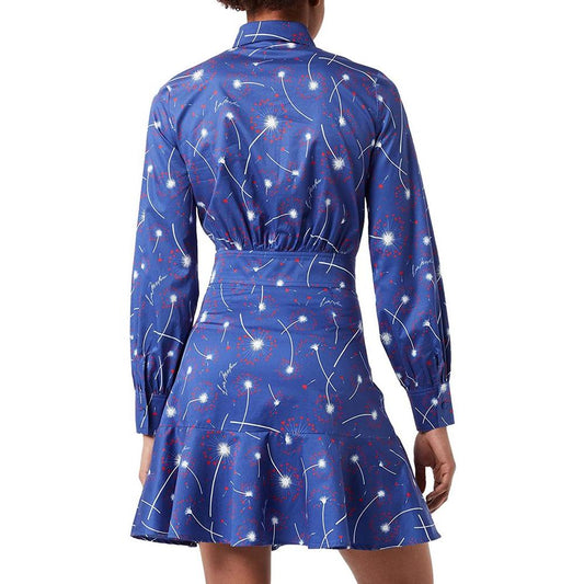 Love Moschino Chic Cotton Shirt Collar Dress in Abstract Print blue-cotton-dress