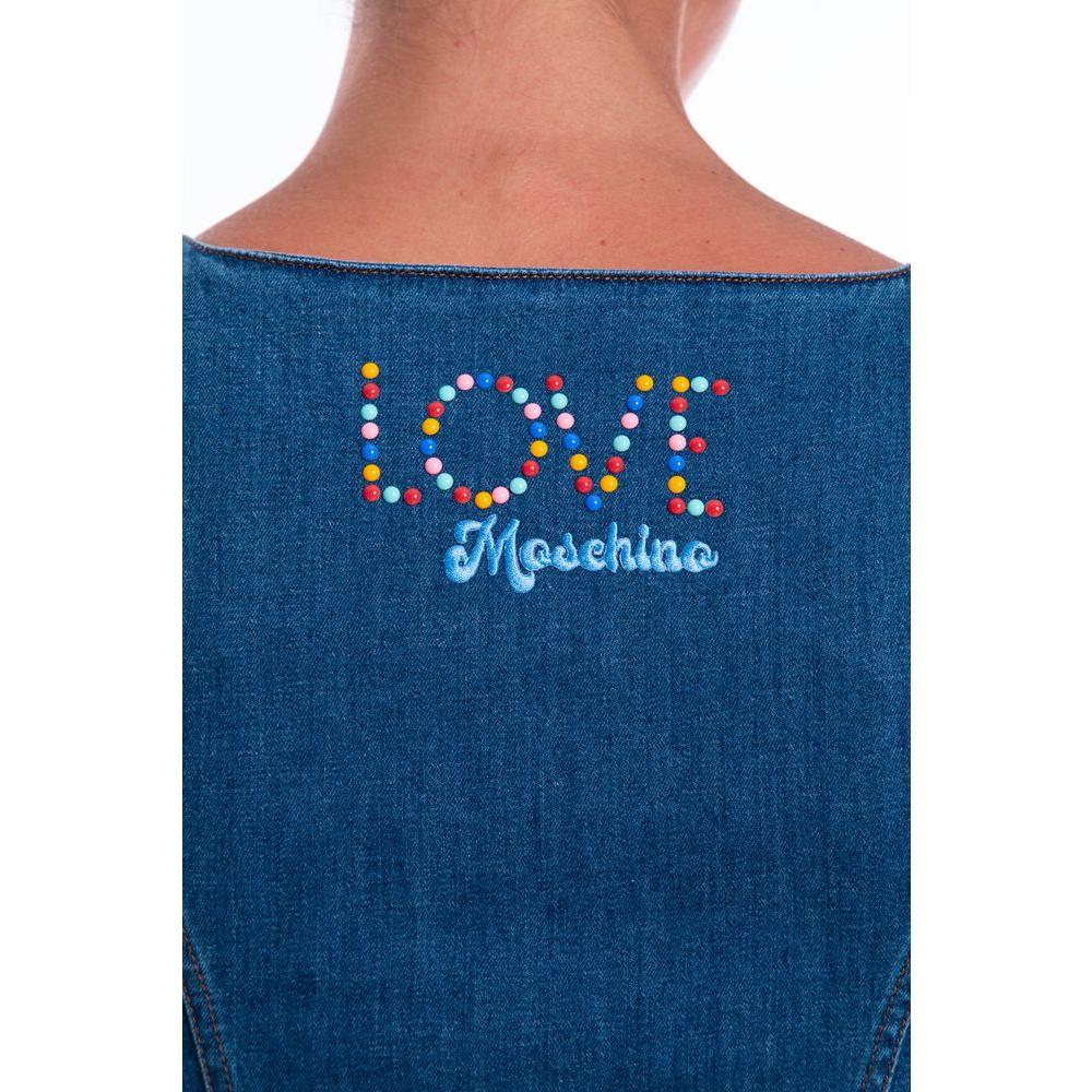 Love Moschino Chic Sleeveless Denim Dress with Beaded Logo chic-sleeveless-denim-dress-with-beaded-logo