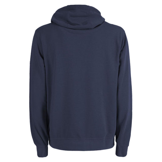 Yes Zee Blue Cotton Blend Hooded Sweatshirt with Front Pocket blue-cotton-blend-hooded-sweatshirt-with-front-pocket