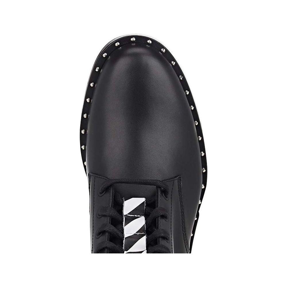 Studded Calfskin Lace-Up Ankle Boots