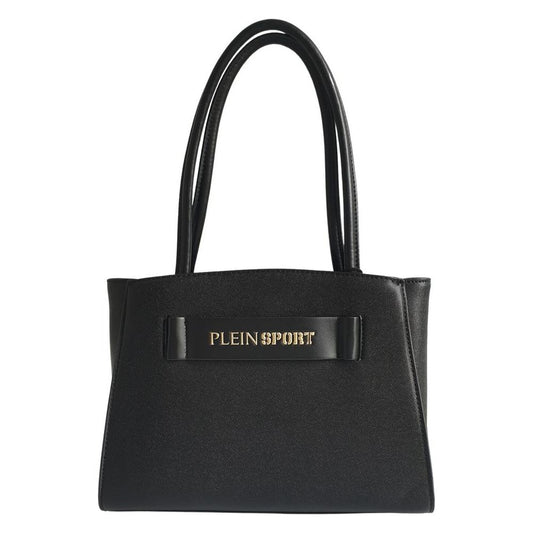 Plein Sport Sleek Black Three-Compartment Tote Bag black-polyurethane-handbag-11