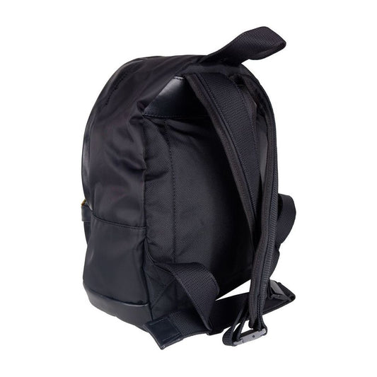 Elegant Black Nylon-Leather Backpack