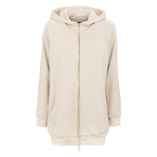 Imperfect Floral Back Print Beige Hoodie for Women beige-polyester-sweater
