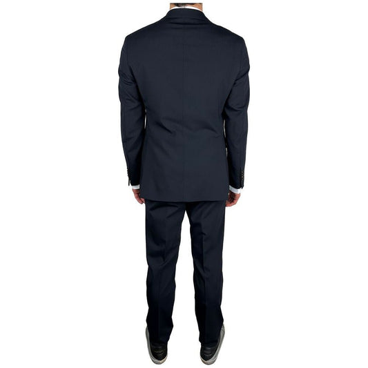 Aquascutum Elegant Navy Blue Two-Piece Suit blue-wool-suit-1