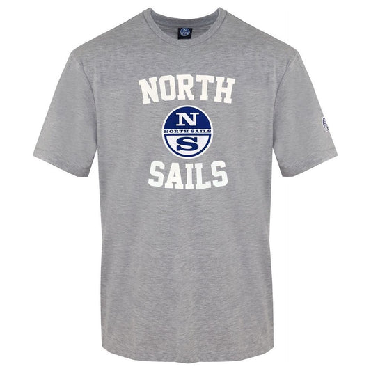 North Sails Chic Gray Crewneck Tee with Front Print gray-cotton-t-shirt-69