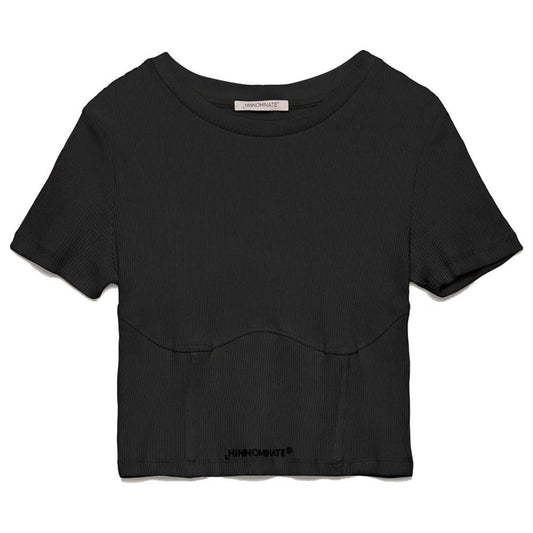 Hinnominate Chic Ribbed Cotton Tee with Logo Detail chic-ribbed-cotton-tee-with-logo-detail