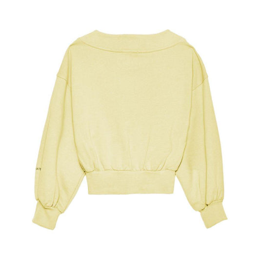 Hinnominate Chic Yellow V-Neck Cotton Sweatshirt yellow-cotton-sweater-11