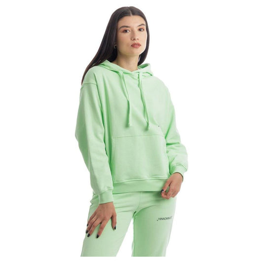 Hinnominate Chic Green Cotton Hooded Sweatshirt green-cotton-sweater-68