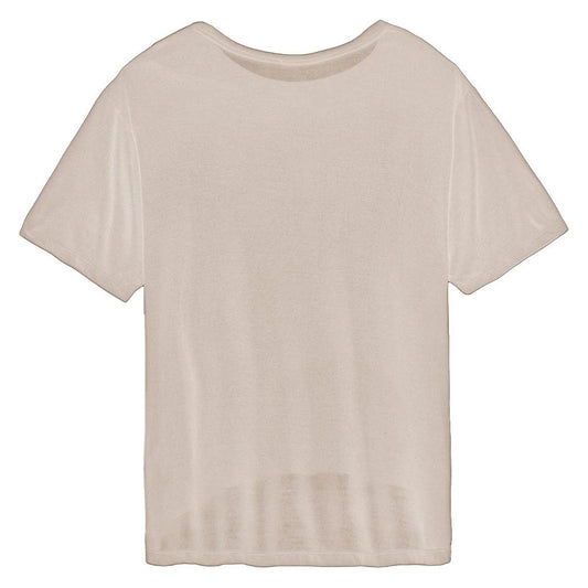 Hinnominate Elegant Oversized Modal Tee with Logo beige-modal-tops-t-shirt
