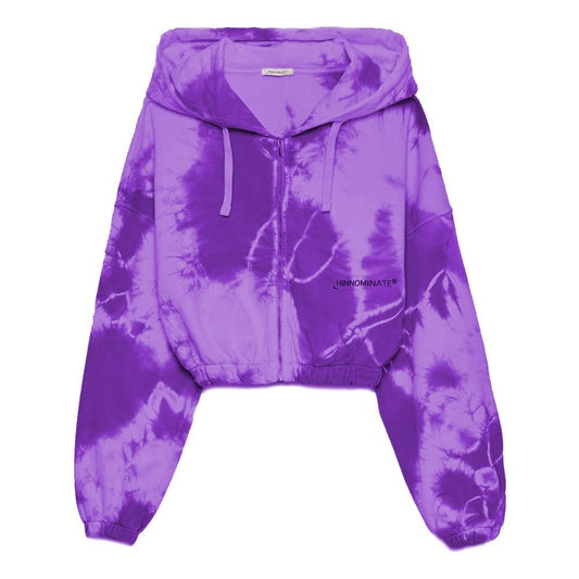 Hinnominate Elegant Purple Hooded Sweatshirt with Logo Print elegant-purple-hooded-sweatshirt-with-logo-print