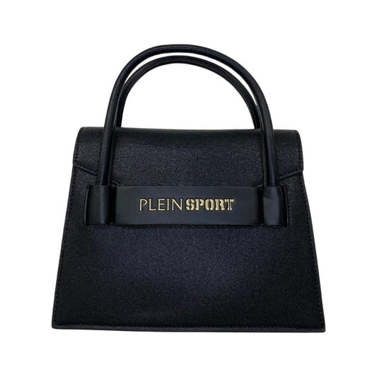 Plein Sport Elegant Black Tote with Logo Accent black-polyurethane-handbag-71